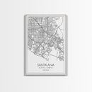 Santa Ana Street Map, California Map, City Map Print, Minimalist Art, Wall Art, Canvas Print, Living Room Décor, Adventure Gifts, Travel Art