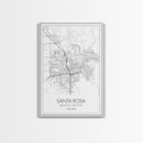 Santa Rosa Street Map, California Map, City Map Print, Minimalist Art, Wall Art, Canvas Print, Bedroom Wall Art, Travel Gift, Travel Art