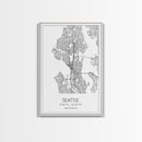 Seattle Street Map, Washington Map, City Map Print, Minimalist Art, Wall Art, Canvas Print, Unique Wall Décor, Anniversary Gift, Travel Art