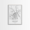Shreveport Street Map, Louisiana Map, City Map Print, Minimalist Art, Wall Art, Canvas Print, Wall Decoration, Aviation Gift, Travel Décor