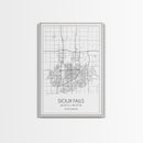 Sioux Falls Street Map, South Dakota Map, City Map Print, Minimalist Art, Wall Art, Canvas Print, Dorm Room Décor, Gifts For Her