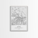 Sofia Street Map, Bulgaria Map, City Map Print, Minimalist Art, Wall Art, Canvas Print, Home Office Wall Art, Friend Gift, Travel Print