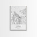 Tacoma Street Map, Washington Map, City Map Print, Modern Wall Art, Wall Art, Canvas Print, Wall Hanging, Housewarming Gift, Travel Art