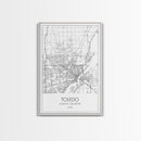 Toledo Street Map, Ohio Map, City Map Print, Modern Wall Art, Wall Art, Canvas Print, Friendship Gift, Wall Decoration, Travel Wall Art