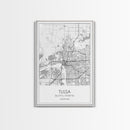 Tulsa Street Map, Oklahoma Map, City Map Print, Modern Wall Art, Wall Art, Canvas Print, Dorm Room Décor, Gift For Husband, Travel Art Print