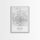 Wichita Street Map, Kansas Map, City Map Print, Minimalist Art, Wall Art, Canvas Print, Travel Wall Art, Gifts For Travelers, Canvas Art