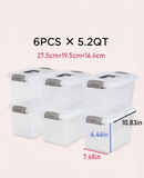 6PCS 8.5 Qt Clear Plastic Storage Boxes Stackable w Lock Lid & Handle by 2Dropme