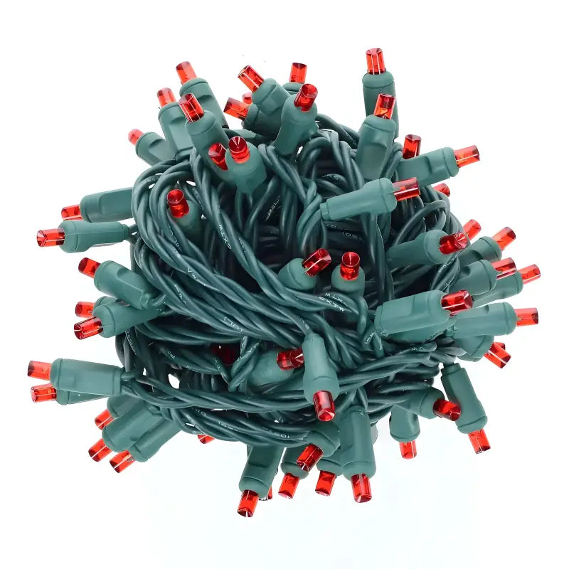 50 5mm Red LED Christmas Lights, 4" Spacing