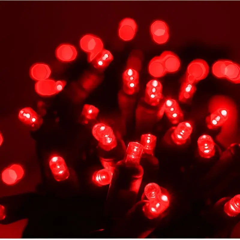 50 5mm Red LED Christmas Lights, 4" Spacing