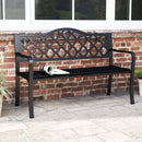 50.5 Inch Patio Bench with Curved Armrests for 2-3 People-Black by LJGDeals