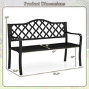 50.5 Inch Patio Bench with Curved Armrests for 2-3 People-Black by LJGDeals
