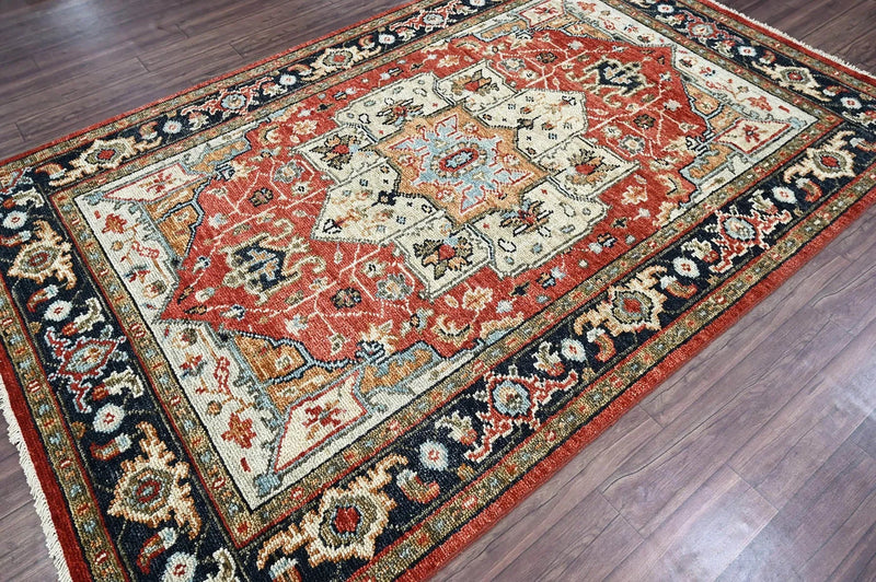 6x9 LoomBloom Ivory, Red Hand Knotted 100% Wool Turkish Oushak Arts & Crafts Oriental Area Rug