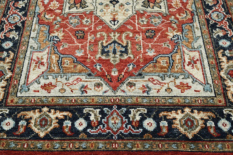 6x9 LoomBloom Ivory, Red Hand Knotted 100% Wool Turkish Oushak Arts & Crafts Oriental Area Rug