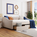 Upholstered Daybed With Two Drawers, Wood Slat Support by HouseOfZazla