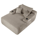 Convertible Chaise Lounge Sleeper Sofa with Cup Holders & Pillows