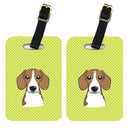 Checkerboard Lime Green Beagle Luggage Tag