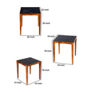Alba 22 Inch 3 Piece Nesting Table Set, Laser Cut Metal, Black, Brown