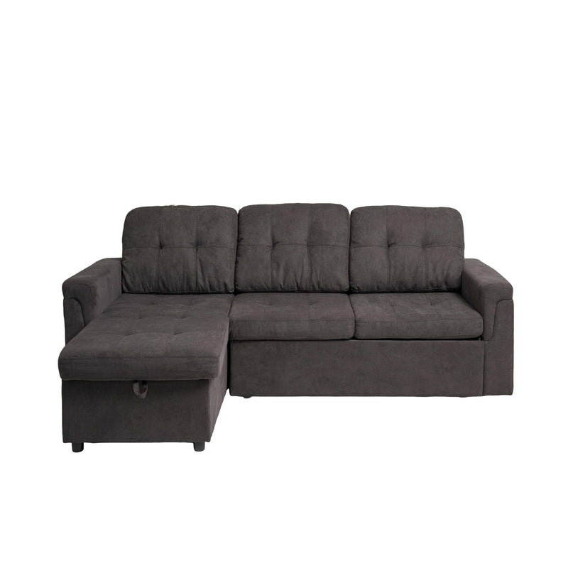 Upholstered Sleeper Sofa, L Shaped Sectional Couch with Reversible Storage, Convertible Corner Lounge Couches w/Pull Out Sofa bed for Living Room, Apartment,