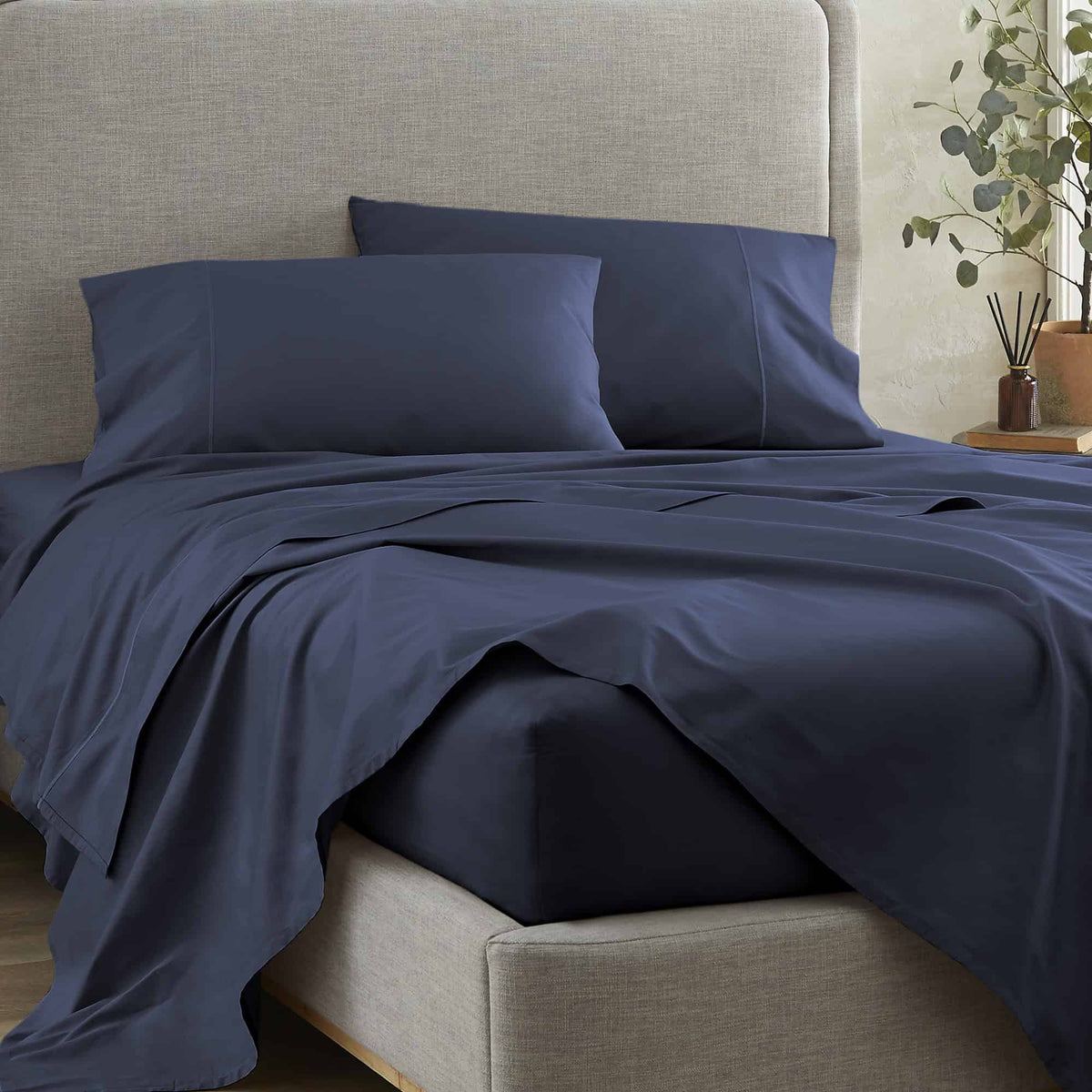 500 TC Sateen Pillowcase Set, installed in a room