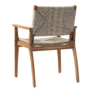 5-Piece Outdoor Dining Set: Brown Round Acacia Wood Table & 4 Brown Wicker Armchairs