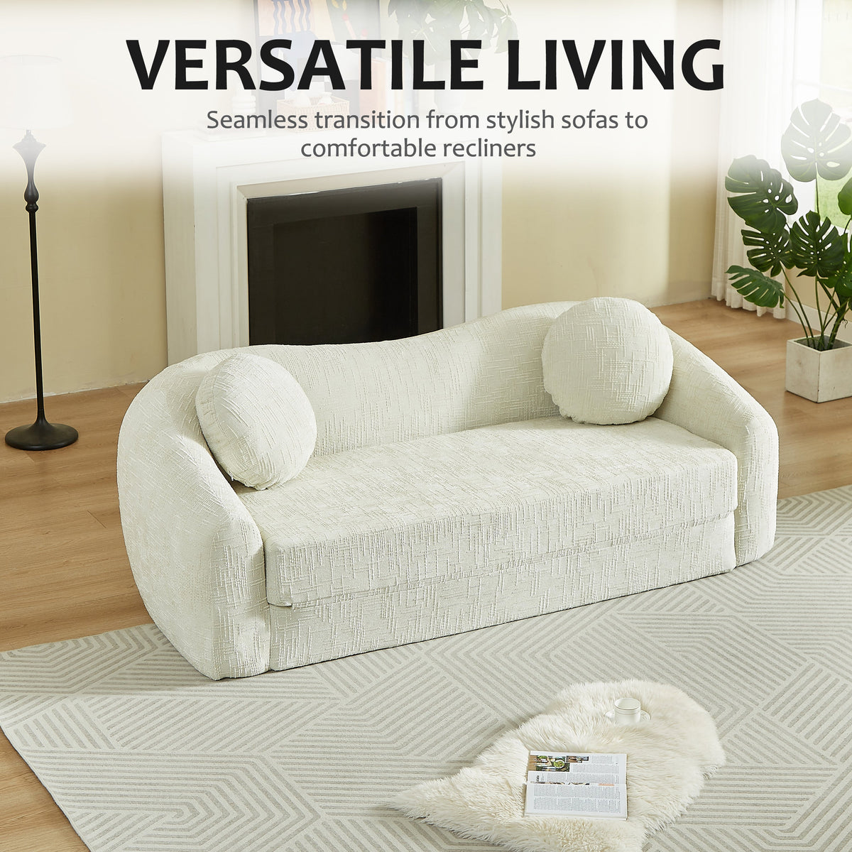 86-Inch Curved Convertible Sofa Recliner, photo 7 of 10