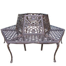 Large Antique Bronze Rose Cast Aluminum Metal Tree Bench