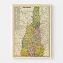 Vintage Map of New Hampshire 1909