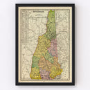 Vintage Map of New Hampshire 1909