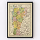 Vintage Map of Vermont 1909