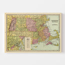 Vintage Map of Massachusetts & Rhode Island 1909