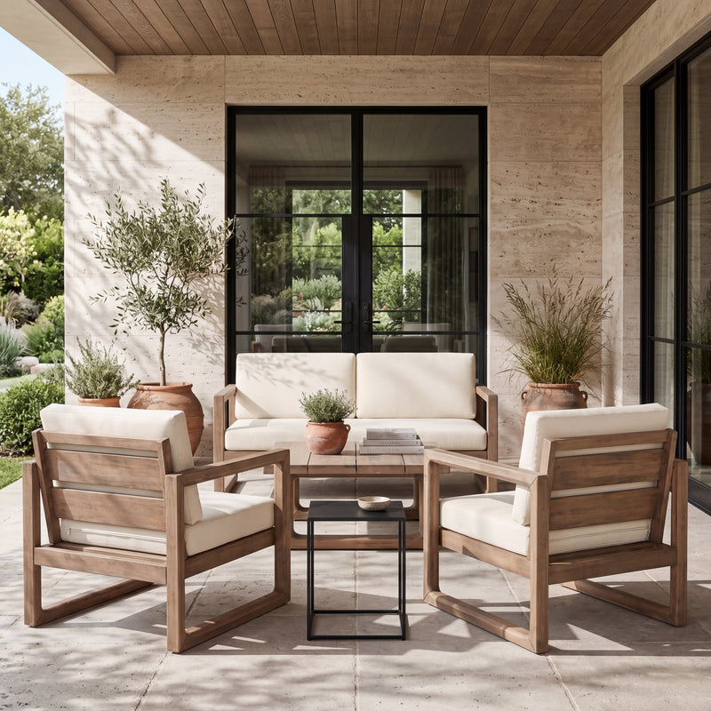 4-Piece Acacia Wood Patio Furniture Set, photo 3 of 10