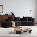 Upholstered Oversized Sectional Sofa, 4 Seater Extra Deep & Wide Seat Curved Cloud Couch With 4 Throw Pillows, Free Combination Living Room - Black by HouseOfZazla