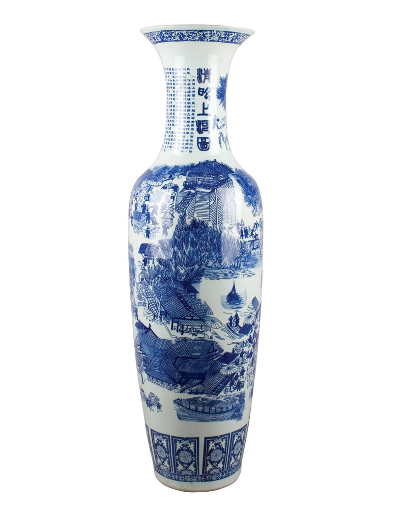 Lovecup Blue & White 48"Tall Porcelain Vase L216
