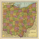Vintage Map of Ohio 1909