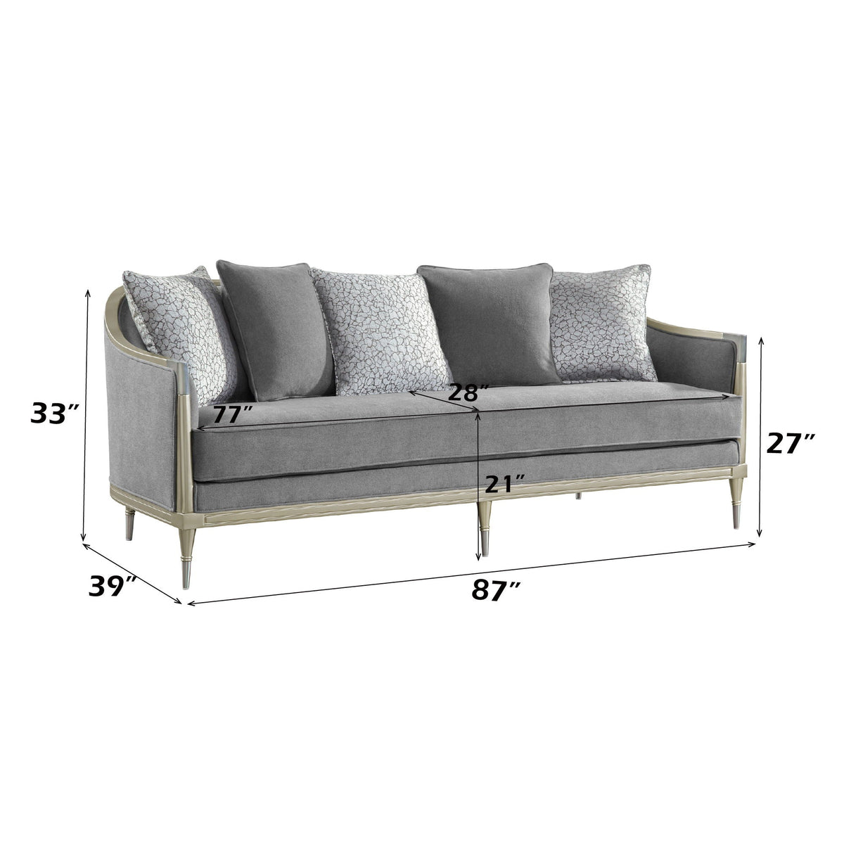 Fernando - Sofa With 5 Pillows - Champagne / Gray, photo 2 of 4