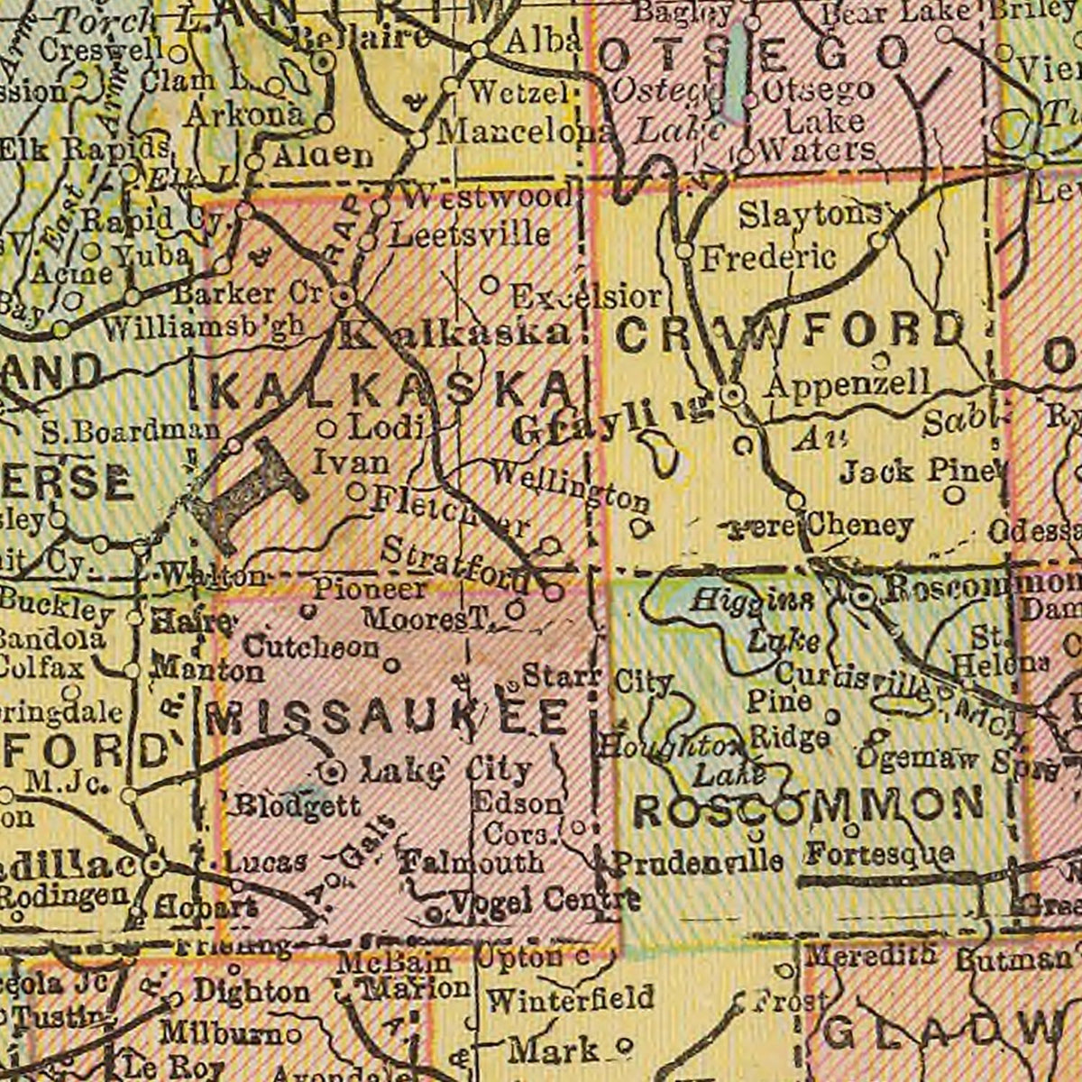 Vintage Map of Michigan 1909, photo 2 of 5