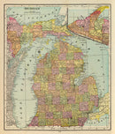 Vintage Map of Michigan 1909