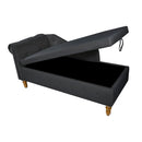 Chaise Lounge Indoor, Lounge Chair For Bedroom With Storage & Pillow, Modern Upholstered Rolled Arm Chase Lounge For Sleeping With Nailhead Trim For Living Room Bedroom Office by HouseOfZazla