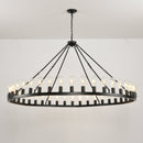 64 Inch Matte Black Wagon Wheel Chandelier With 30 Lights