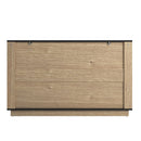 Modern 6 Drawer Cabinet With Metal Rounded Corners And Exquisite Handles Multi Functional Storage - Natural Wood by HouseOfZazla