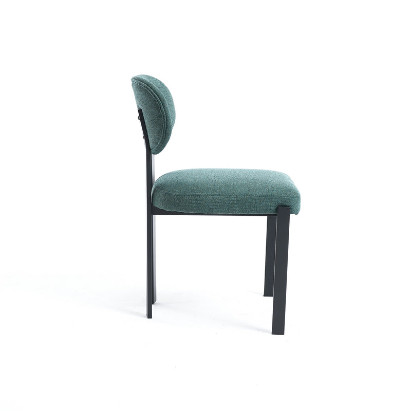 Modern Dining Room Chairs Set of 2, Mid-Century Upholstered Boucle Kitchen Dining Chairs with Black Metal Legs