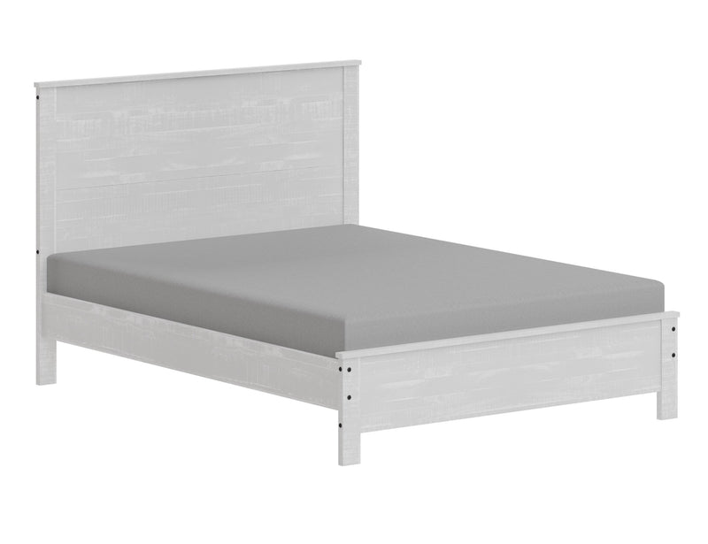 Albany Solid Wood White Bed, Modern Rustic Wooden Queen Size Bed Frame Box Spring Needed