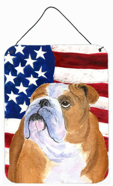 USA American Flag with Bulldog English Wall or Door Hanging Prints