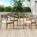 Patio Set Outdoor Acacia Wood Furniture Sets - Braided Dining Chairs and Patio Dining Table
