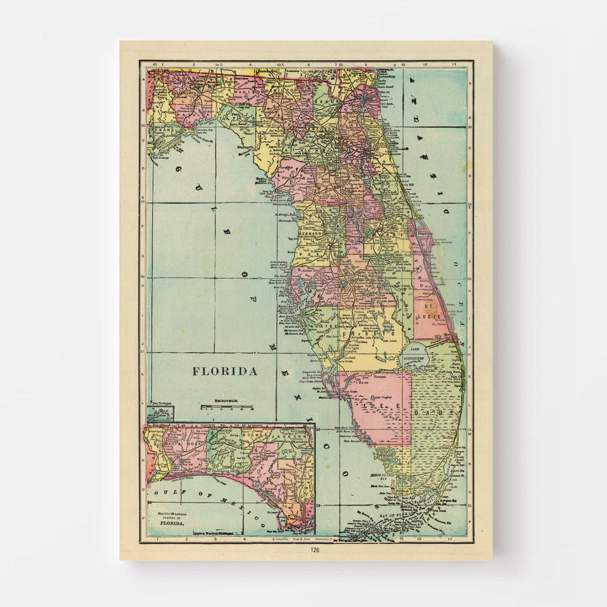 Vintage Map of Florida 1909, photo 4 of 5