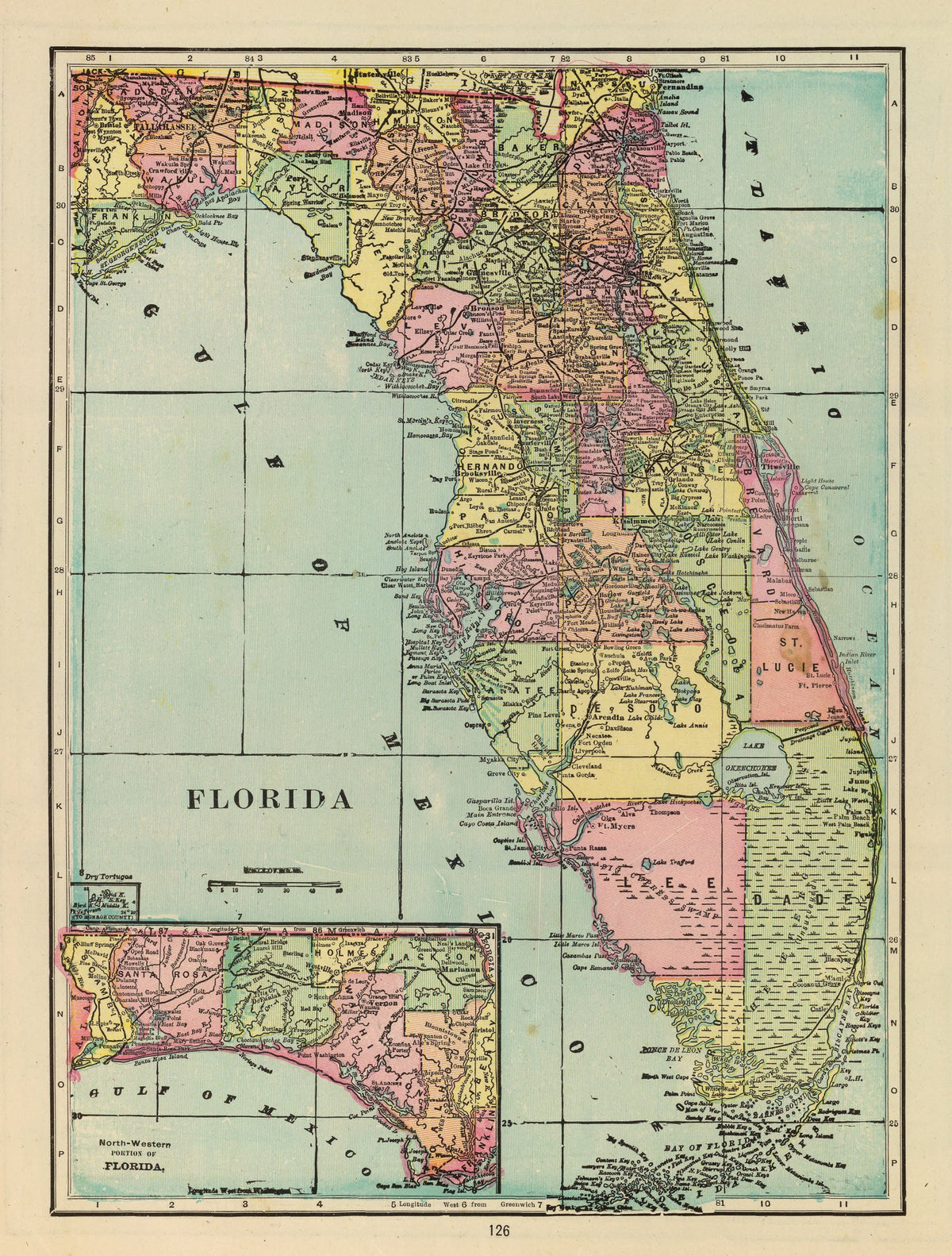 Vintage Map of Florida 1909, photo 5 of 5