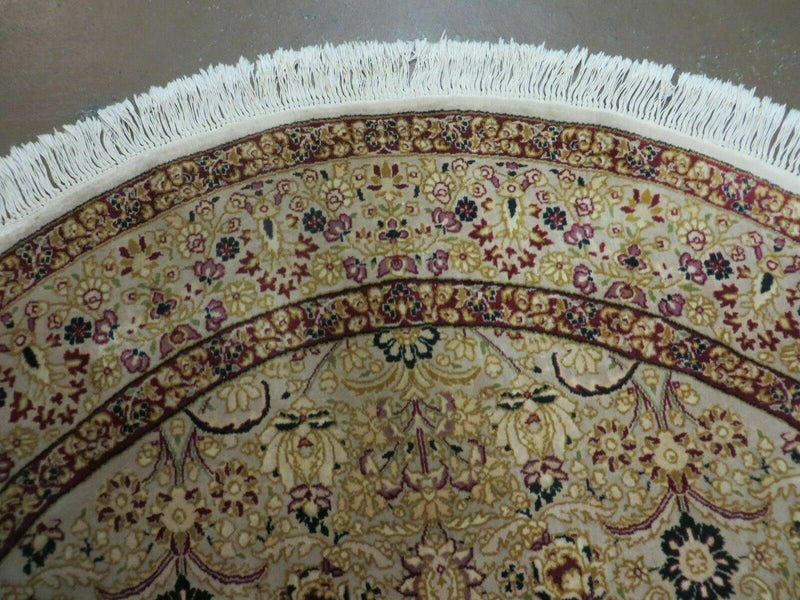 6' Handmade Fine Indian Wool Rug Carpet Round Silk Accent Beauty