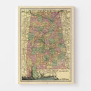 Vintage Map of Alabama 1909