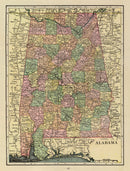 Vintage Map of Alabama 1909