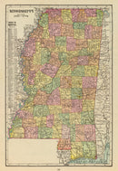 Vintage Map of Mississippi 1909